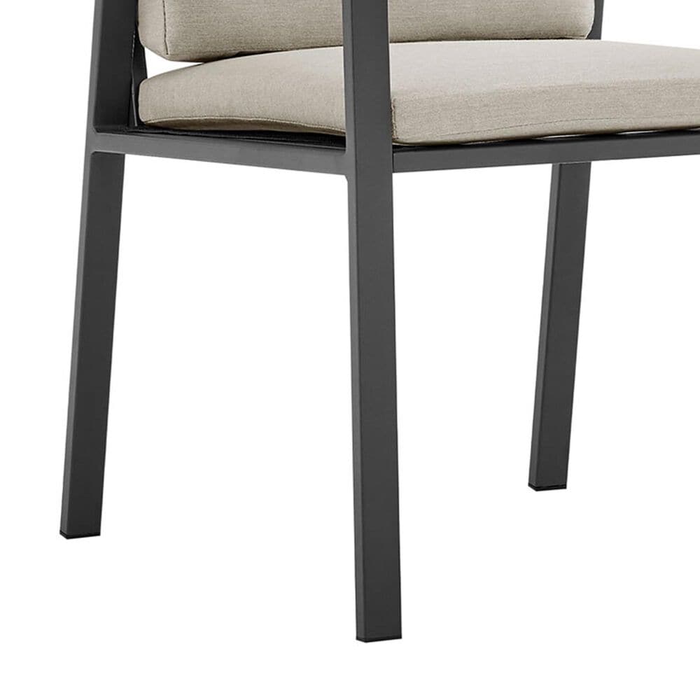Armen Living Nofi Outdoor Dining Chair with Taupe Cushion in Charcoal and Teak &#40;Set of 2&#41;, , large