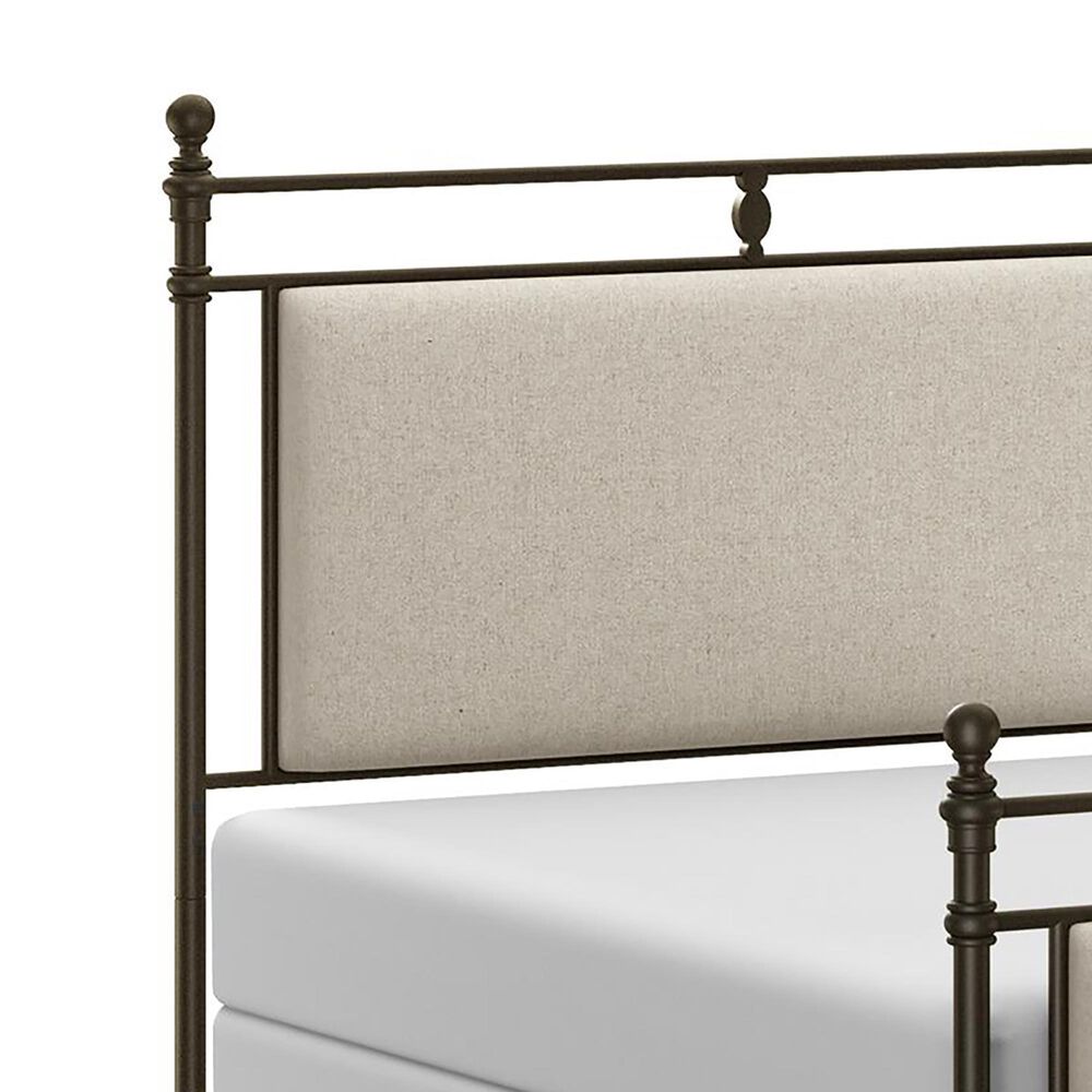 Richlands Furniture Ashley Queen Poster Panel Metal and Upholstered Bed in Brown and Rustic Brown, , large