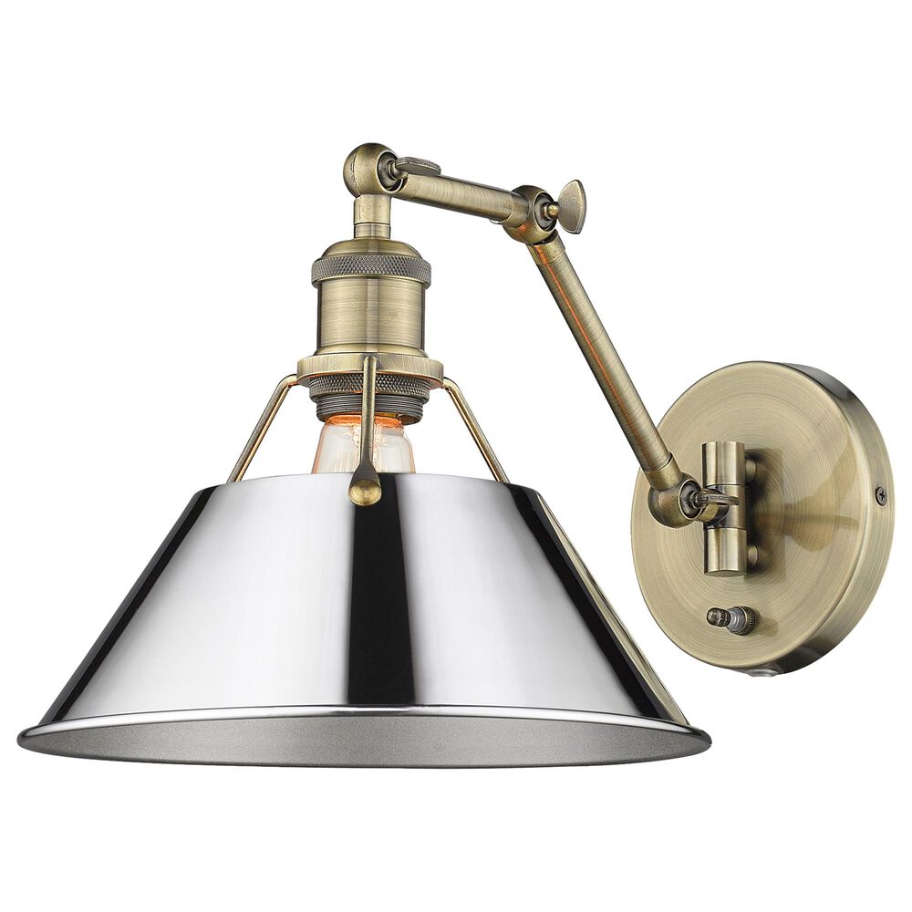Golden Lighting Orwell 1-Light Wall Sconce in Aged Brass and Chrome, , large