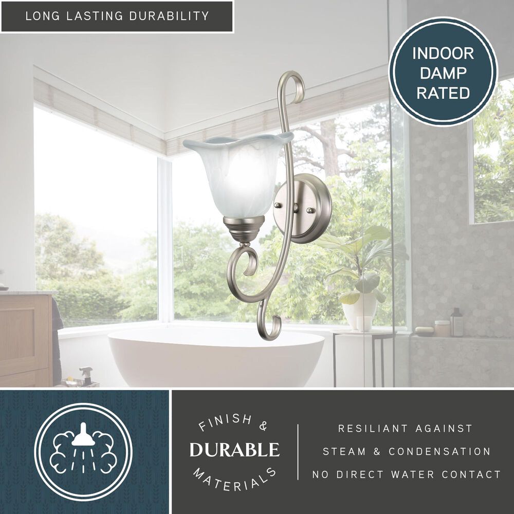 Vaxcel Bella 1-Light Bathroom Vanity Fixture in Brushed Nickel, , large