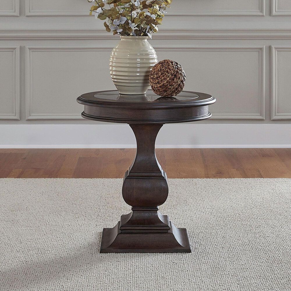 Belle Furnishings Provence Park Round End Table in Chateau Brown, , large
