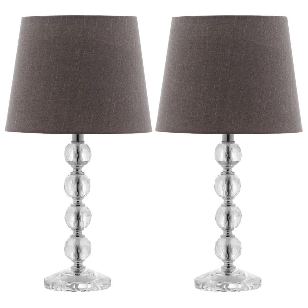 Safavieh Nola 16" Stacked Crystal Ball Lamp in Clear with Brown Shade (Set of 2), , large