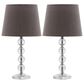 Safavieh Nola 16" Stacked Crystal Ball Lamp in Clear with Brown Shade (Set of 2), , large