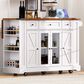 HOMLUX 53" Kitchen Island with Two Tempered Glass Cabinet Door in White, , large