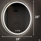 HOMLUX 28" Round LED Bathroom Makeup Mirror in Silver, , large