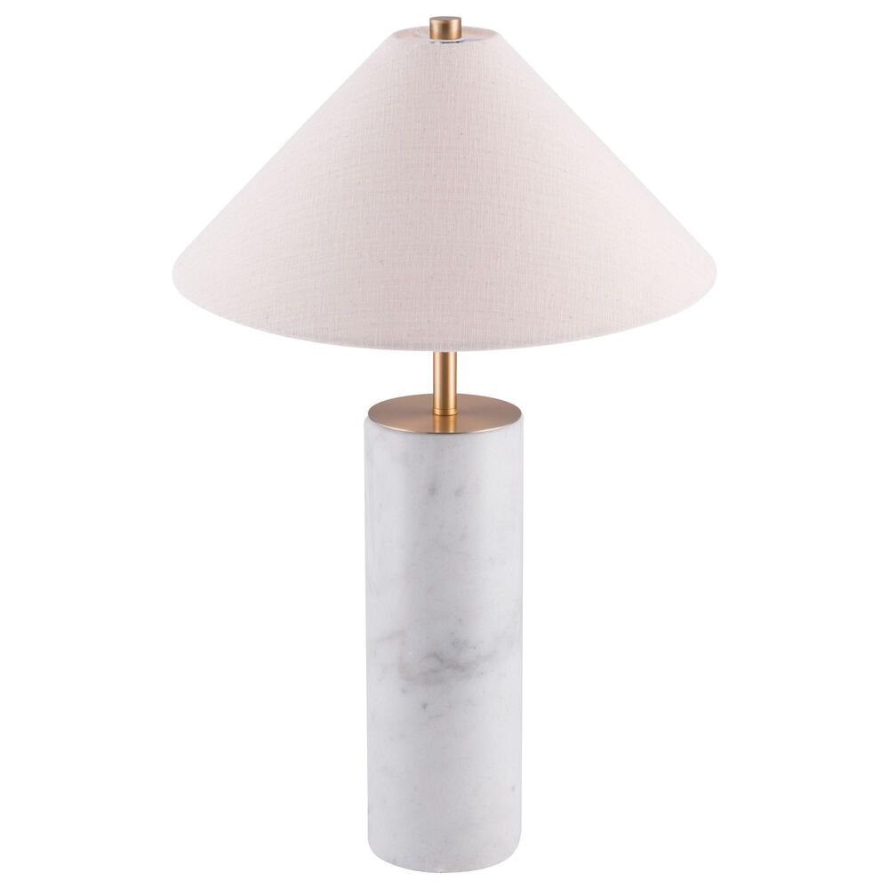 Zuo Modern Ciara Table Lamp in White Marble and Brass, , large