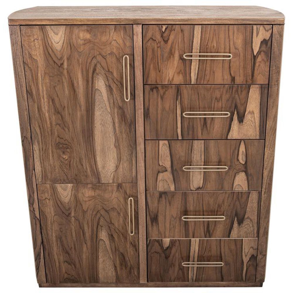 Fallridge Balam 5-Drawer Gentleman Chest in Stained Brown, , large