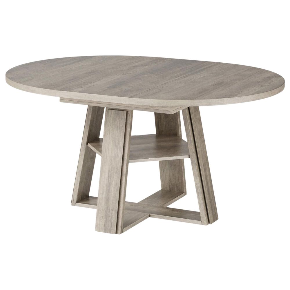 GARVEE 59" Oval Dining Table with Leaf in Light Ivory Gray - Table Only, , large