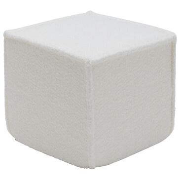 Lamps Per Se Harrison 19" Square Pouf with Foam Core in White, , large