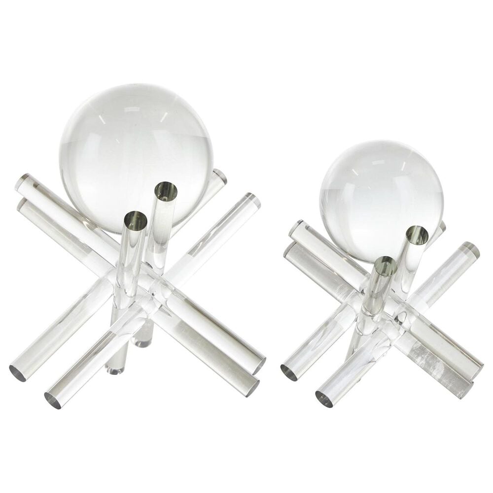 Maple and Jade Jack Decorative Sculpture with Resting Orb in Clear &#40;Set of 2&#41;, , large