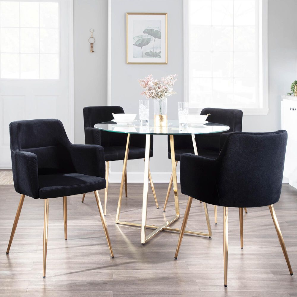 Lumisource Andrew Dining Chair in Black/Gold &#40;Set of 2&#41;, , large