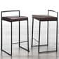 Lumisource Fuji Stackable Counter Stool with Brown Faux Leather Cushion in Black (Set of 2), , large