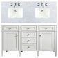 James Martin Vanities Brittany 60" Double Bathroom Vanity in Bright White with 3 cm Carrara White Marble Top, , large