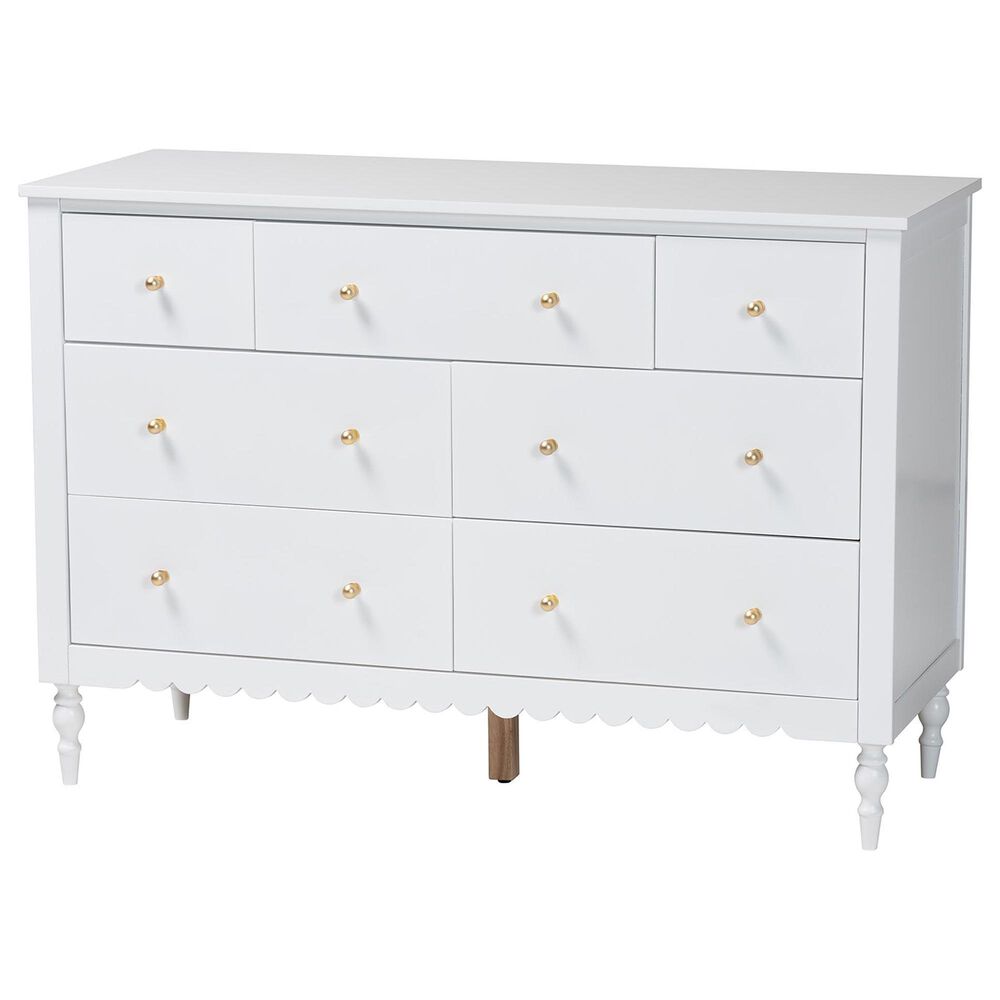 Baxton Studio Roni 7-Drawer Dresser in White, , large
