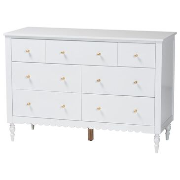 Baxton Studio Roni 7-Drawer Dresser in White, , large