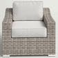 Hearth and Haven Outdoor Armchair with Curved Armrests and Gray Wicker in Cream, , large