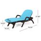 Hearth and Haven Mikael Outdoor Chaise Lounge with Blue Cushion in Dark Brown, , large