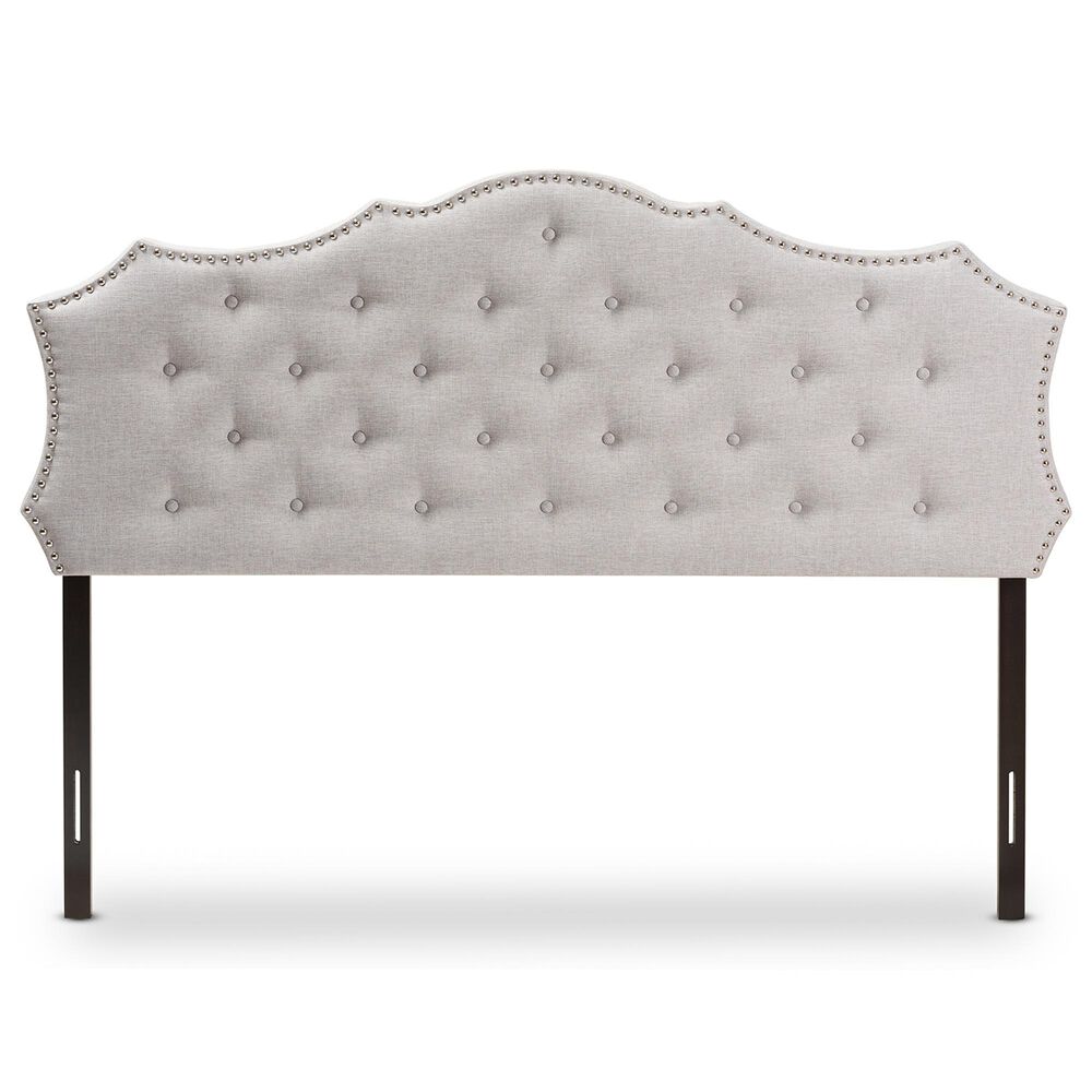Baxton Studio Aurora Queen Upholstered Headboard in Greyish Beige, , large