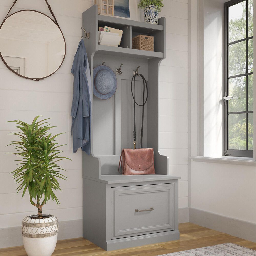 Bush Woodland Hall Tree with Storage Bench in Cape Cod Gray Nebraska