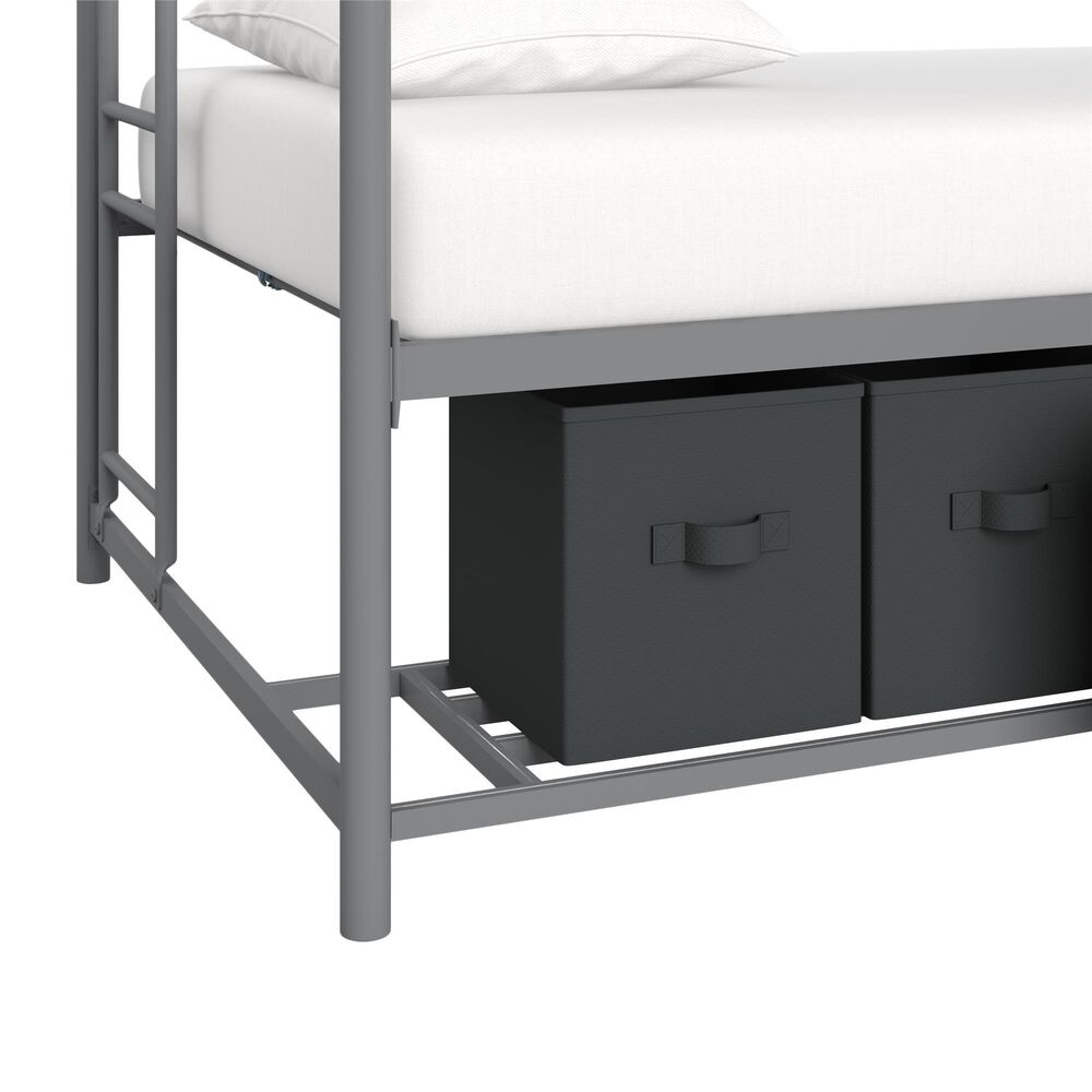 DHP Bellona Twin Over Twin Storage Bunk Bed in Silver, , large