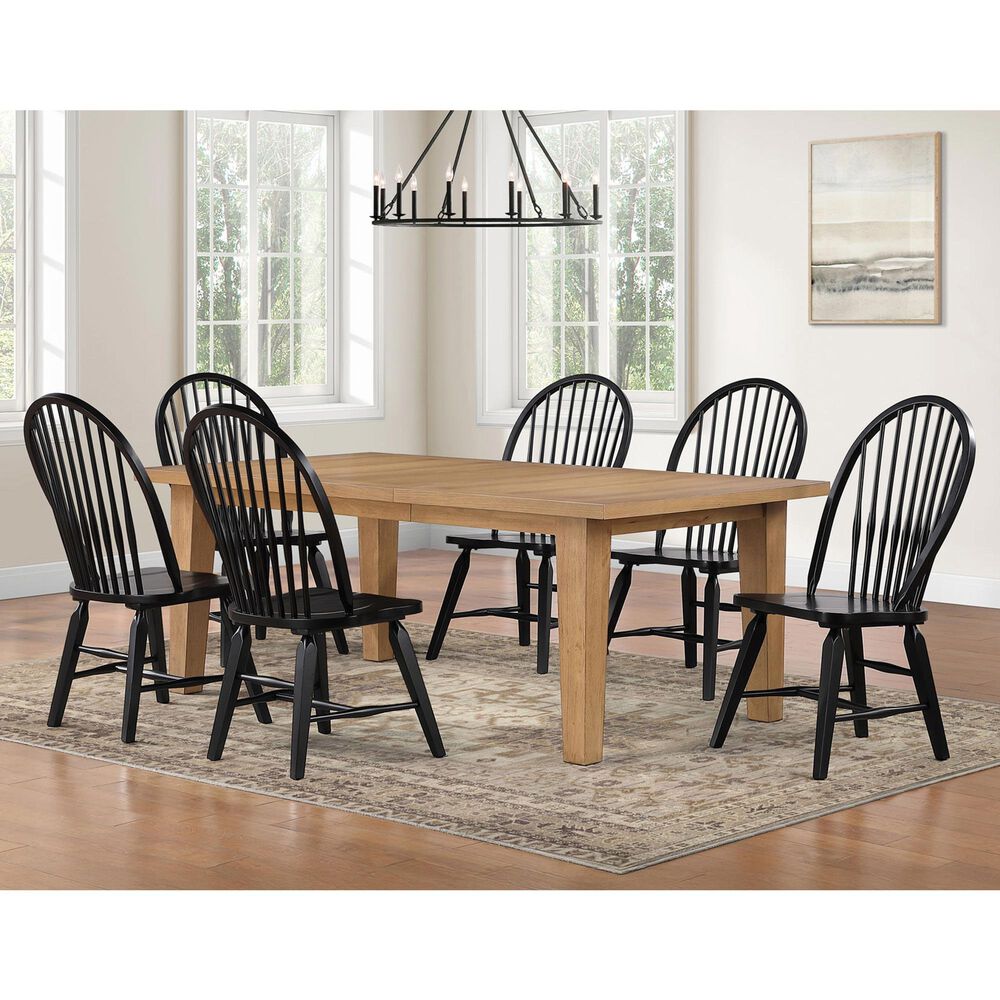Crystal City Sommerset 7-Piece Rectangular Dining Set in Natural Oak and Black, , large