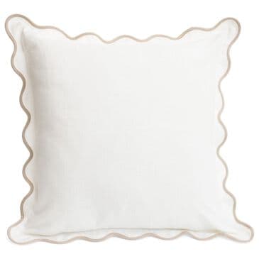 Accents DeVille 20" x 20" Throw Pillow with Scallop Edge in Off White and Beige, , large
