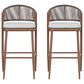 Hearth and Haven 30" Outdoor Barstool with Teak Frame in Light Gray (Set of 2), , large