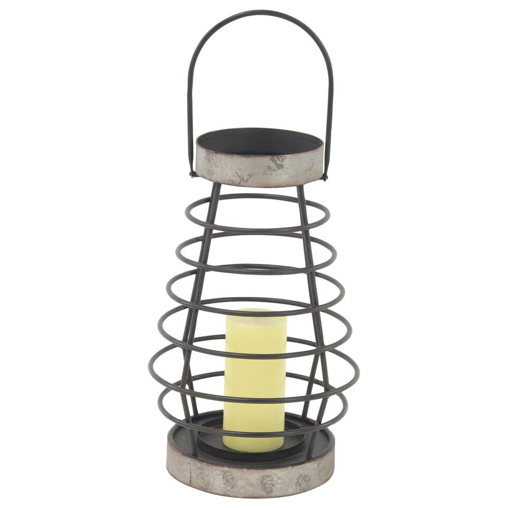 Maple and Jade 15" Farmhouse Metal Lantern in Grey, , large