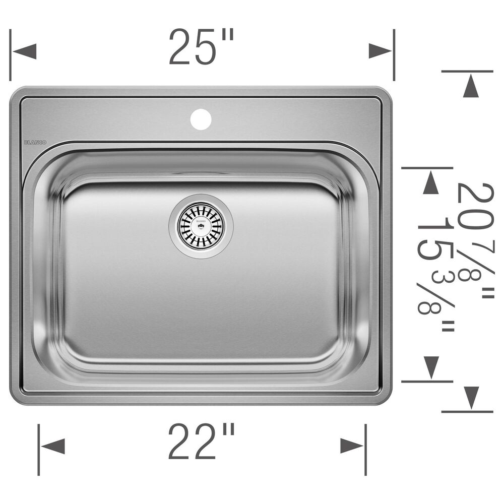 Blanco Essential 25&quot; Laundry Sink - 1 Hole in Stainless Steel, , large