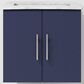 Lexora Home Geneva 24" Single Bathroom Vanity in Navy Blue with 2 cm White Carrara Marble Top and Rectangular Sink, , large