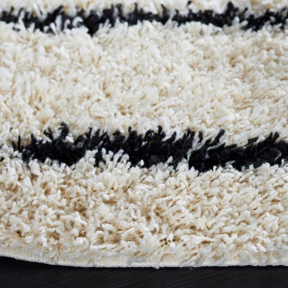 Safavieh Venus Shag VNS604A 6&#39;7&quot; Round Ivory and Black Area Rug, , large