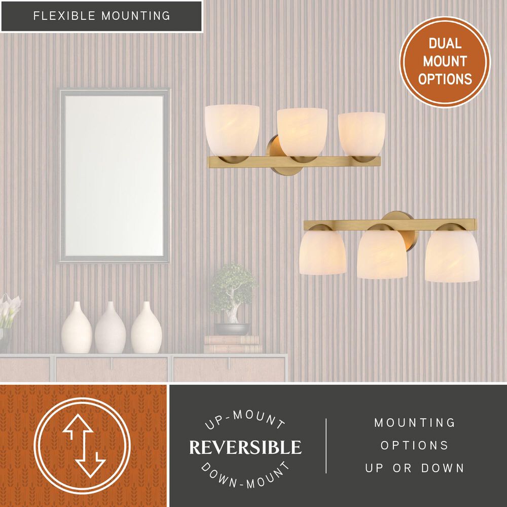 Vaxcel Bosworth 3-Light Bathroom Vanity in Muted Brass, , large
