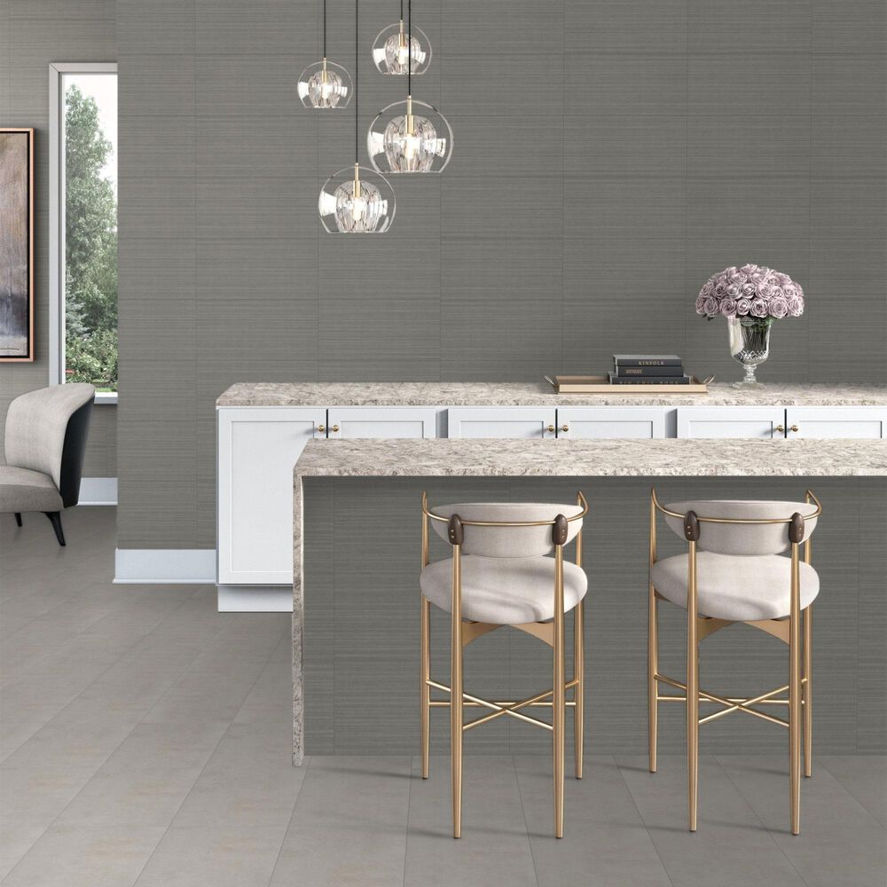 Dal-Tile Fabric Art Modern Linear Medium Gray 12&quot; x 24&quot; Porcelain Tile, , large