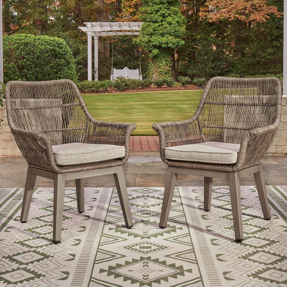 Ashley Beach Front Patio Arm Chair in Beige (Set of 2), , large
