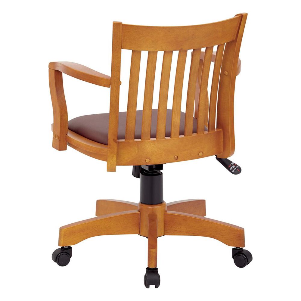 OSP Home Deluxe Wood Bankers Chair with Padded Seat in Brown NFM