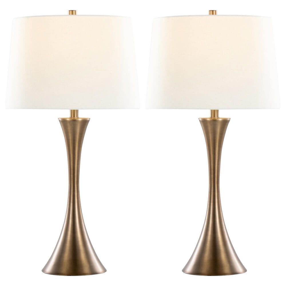 LumiSource Lenuxe 29" Metal Table Lamp with Off-White Linen Shade in Matte Golden Bronze (Set of 2), , large