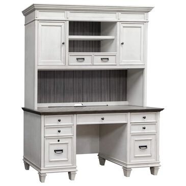 Wycliff Bay Hartford Credenza Desk with Hutch in Antique White and Gray, , large