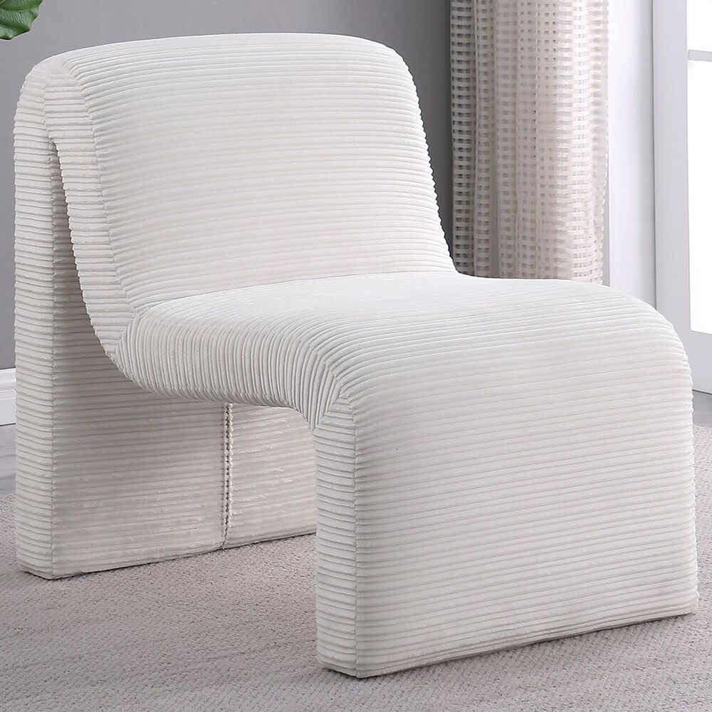 Coaster Drayton Upholstered Curved Accent Armless Chair in Ivory, , large