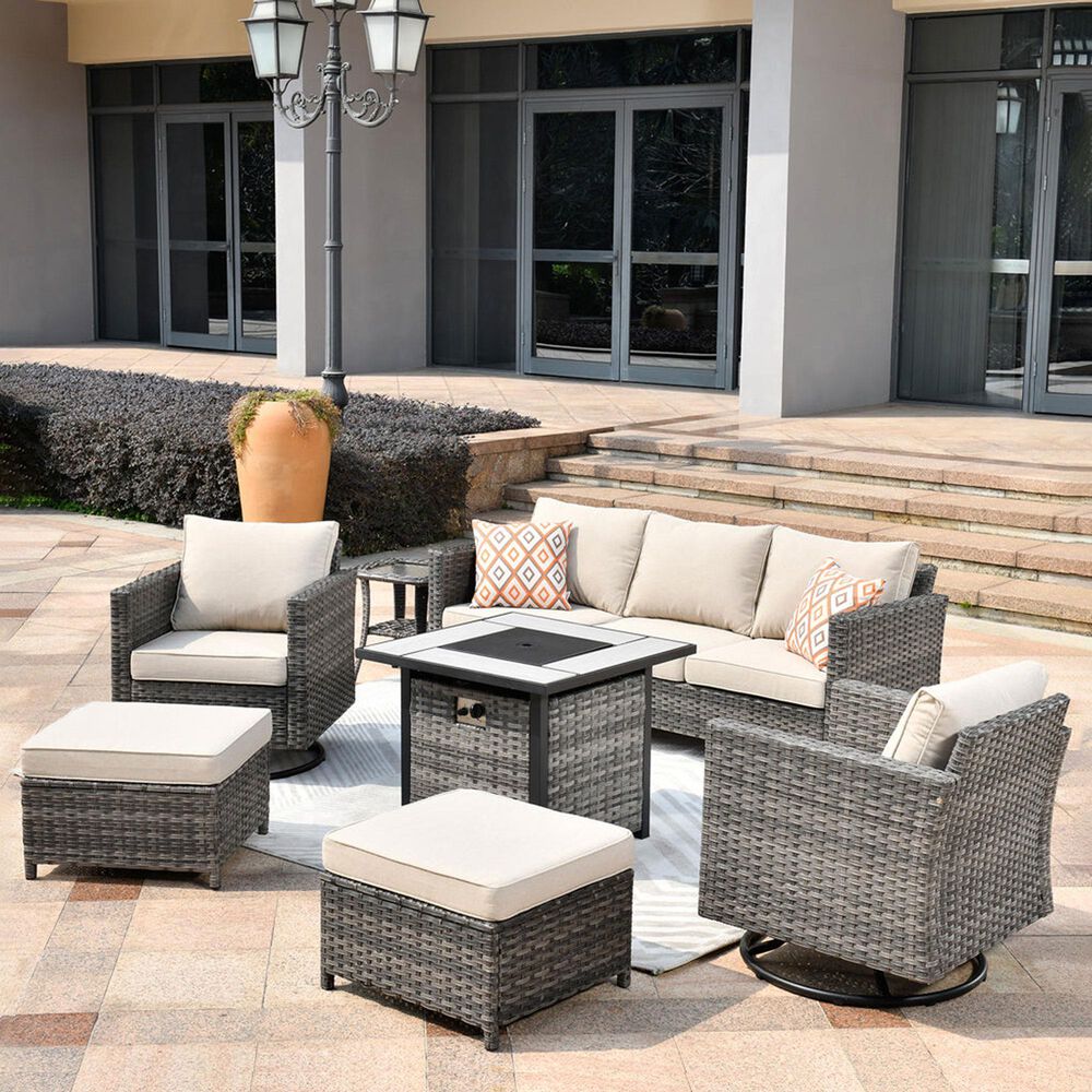 HOMLUX 7-Piece Patio Sofa Set in Gray, , large