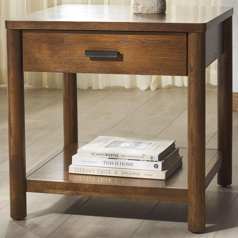 Safavieh Jaylessa 1-Drawer End Table in Medium Oak, , large