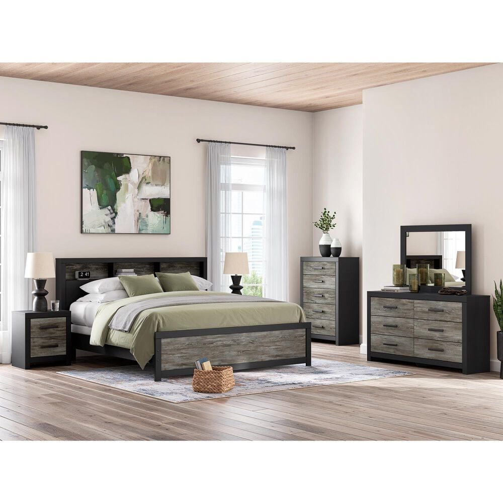 Ashley Broachmyn King Bookcase Bed in Black and Gray, , large