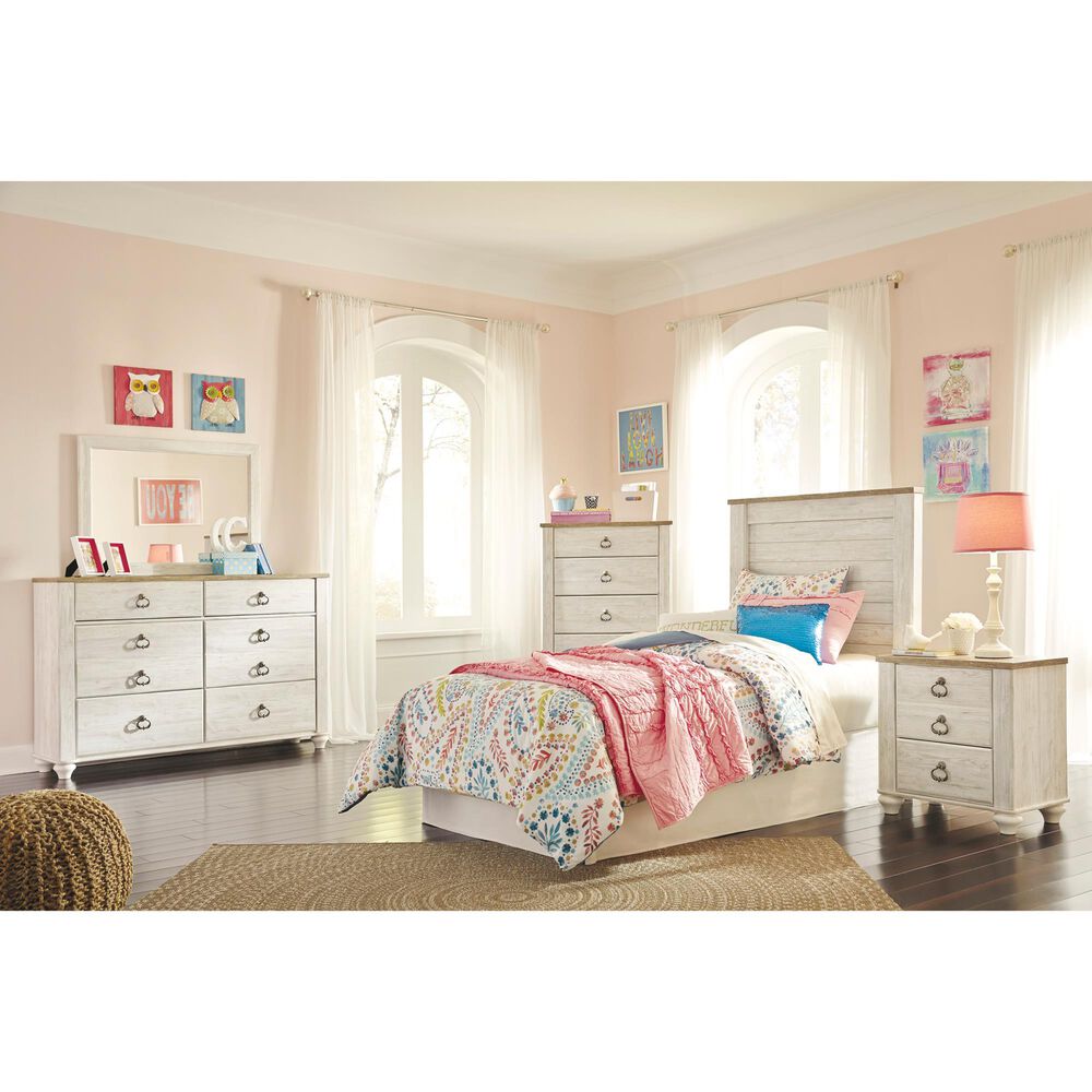 Ashley Willowton Twin Panel Headboard in Whitewash, , large