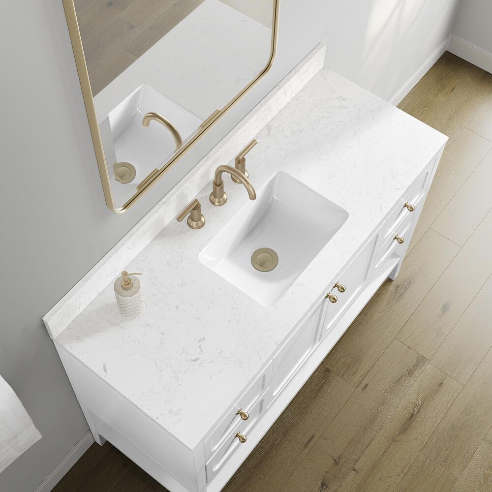 37B Ravello 48" Single Bathroom Vanity Cabinet in Bright White with Marble Top and Backsplash, , large