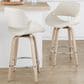 LumiSource Fabrico 26" Swivel Fixed-Height Counter Stool with Cream Noise Fabric Upholstery in Chrome and Whitewashed (Set of 2), , large