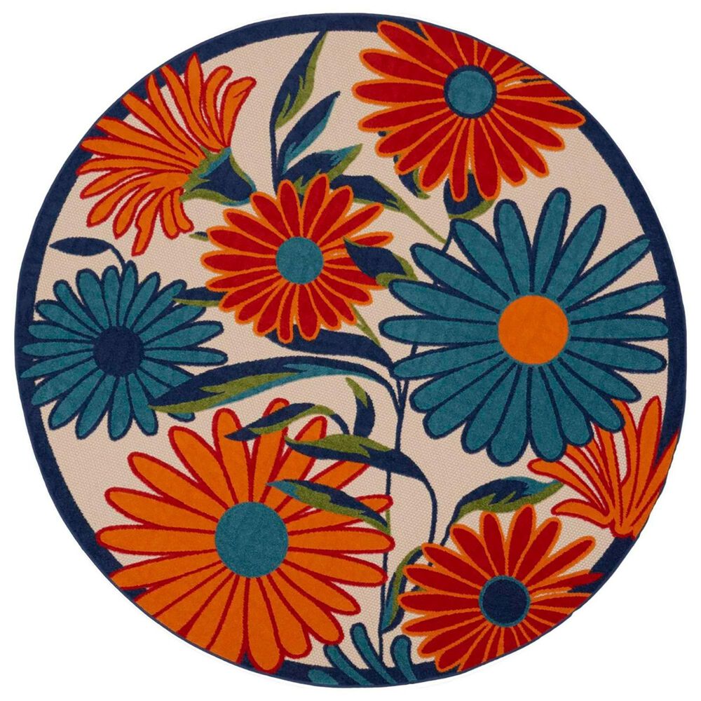 Nourison Aloha 10" Round Multicolor Indoor/Outdoor Area Rug, , large