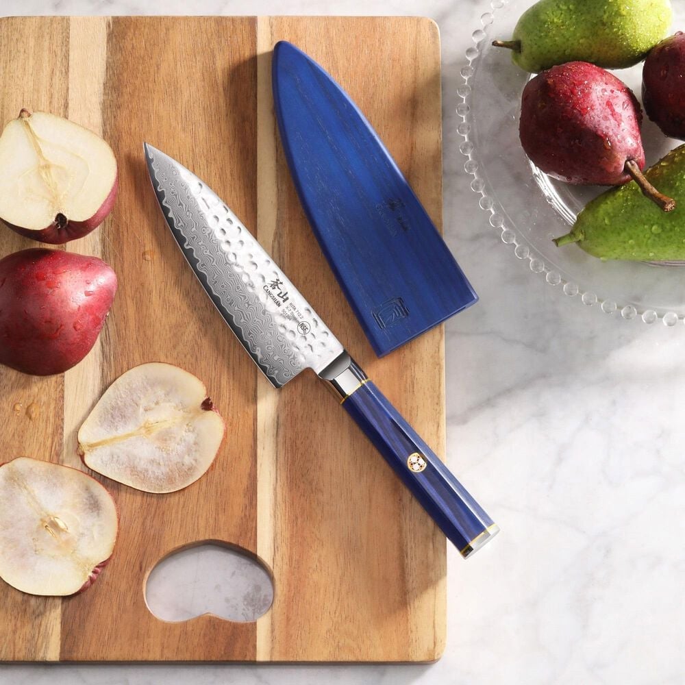 Cangshan Kita 6&quot; Chef&#39;s Knife with Sheath in Blue, Black and Silver, , large