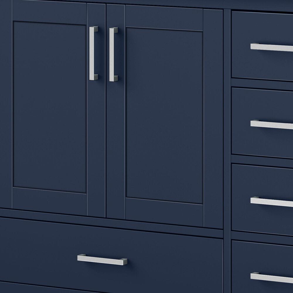 Lexora Home Jacques 80&quot; Double Bathroom Vanity in Navy Blue with 2 cm White Cultured Marble Top and Rectangular Sinks, , large