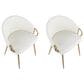 LumiSource Claire Arm Chair with White Faux Leather Cushion in Gold (Set of 2), , large