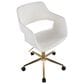 Lumisource Margarite Task Chair with White Faux Leather Cushion in Gold, , large