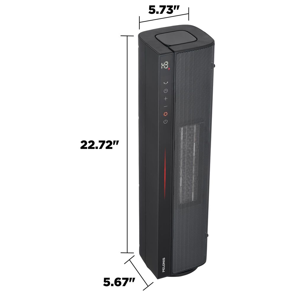Pelonis 22" Ceramic Tower Dual Flex Heater with Thermostat in Black, , large